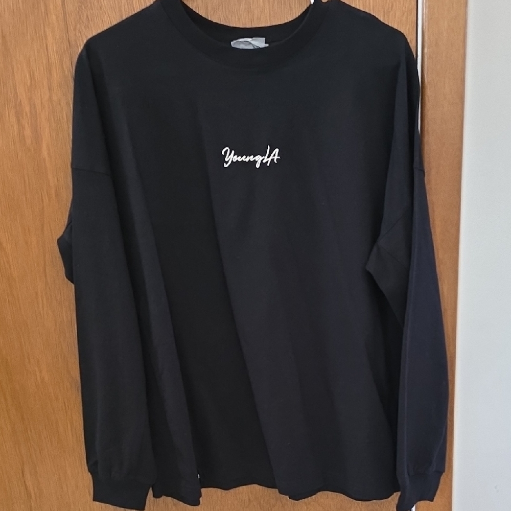 YoungLa Black Long Sleeve Shirt with Embroidered Logo